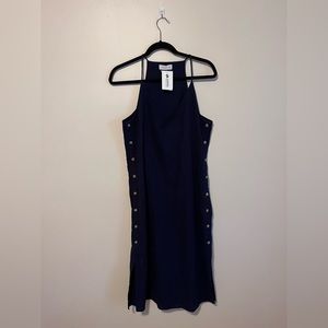 NWT Linen Lux Navy Midi Dress w/ Buttons